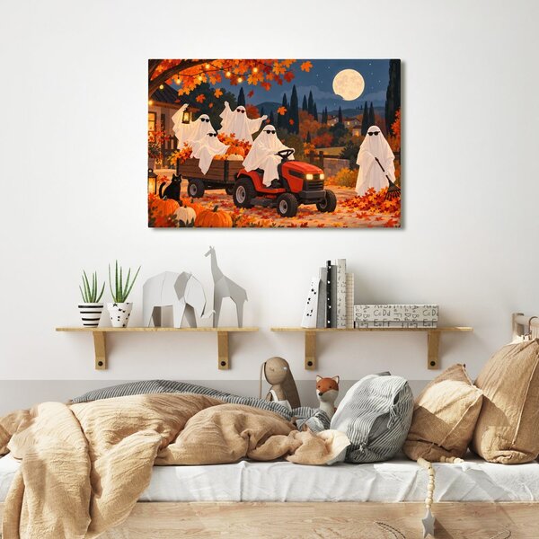 Quadro su tela – Fantasmi di Halloween sul trattore
