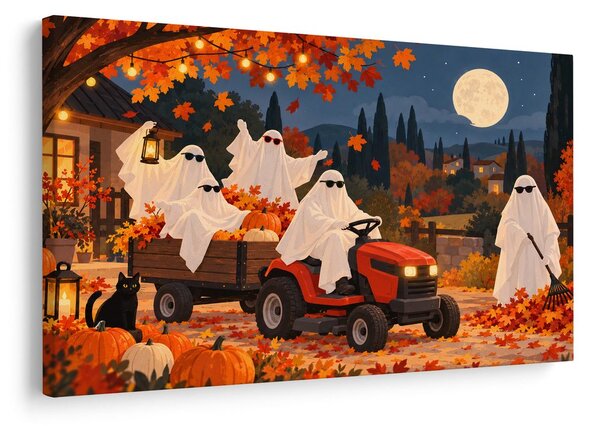 Quadro su tela – Fantasmi di Halloween sul trattore