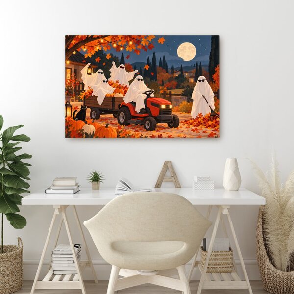 Quadro su tela – Fantasmi di Halloween sul trattore