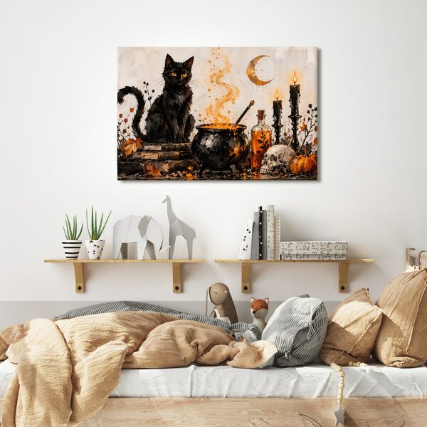 Quadro su tela – Gatto nero e magia