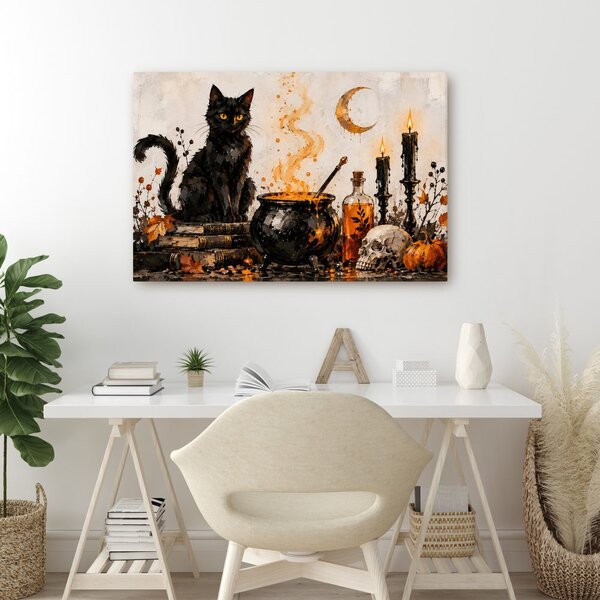 Quadro su tela – Gatto nero e magia