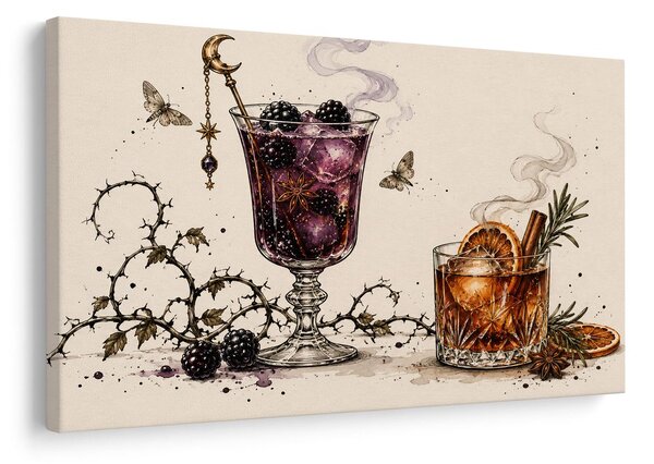 Quadro su tela – Cocktail alle more con arancia