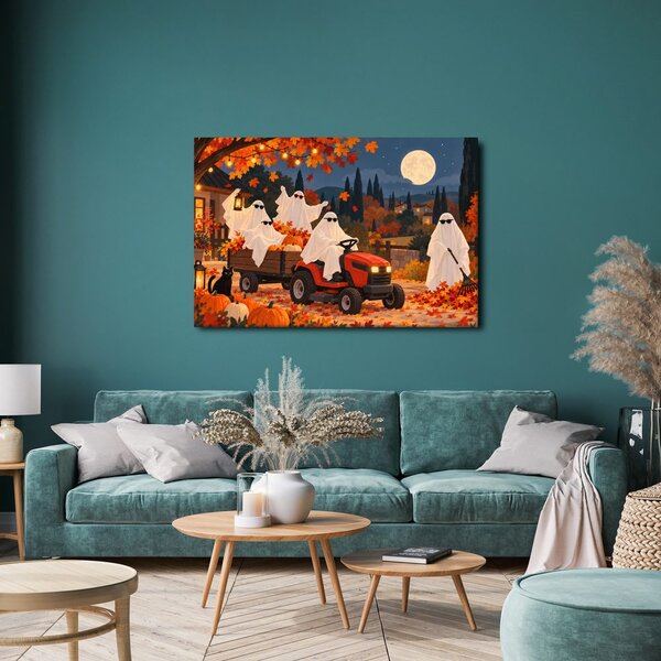 Quadro su tela – Fantasmi di Halloween sul trattore