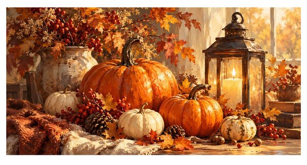 Quadro su tela – Composizione autunnale alla finestra