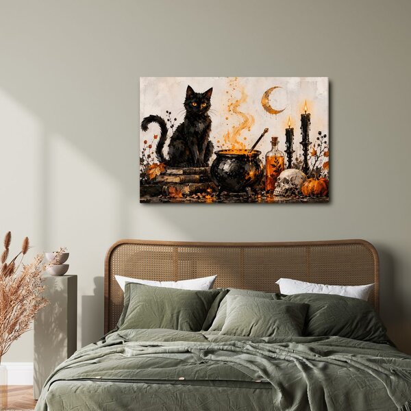 Quadro su tela – Gatto nero e magia