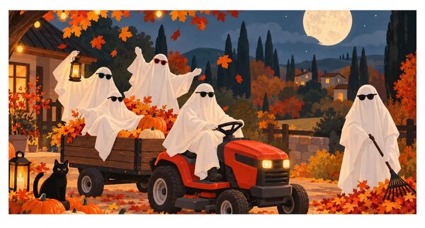 Quadro su tela – Fantasmi autunnali con zucche