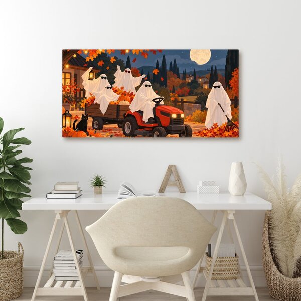 Quadro su tela – Fantasmi autunnali con zucche