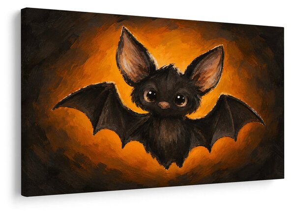 Quadro su tela – Pipistrello adorabile nel bagliore arancione