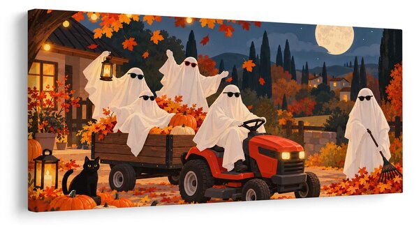 Quadro su tela – Fantasmi autunnali con zucche