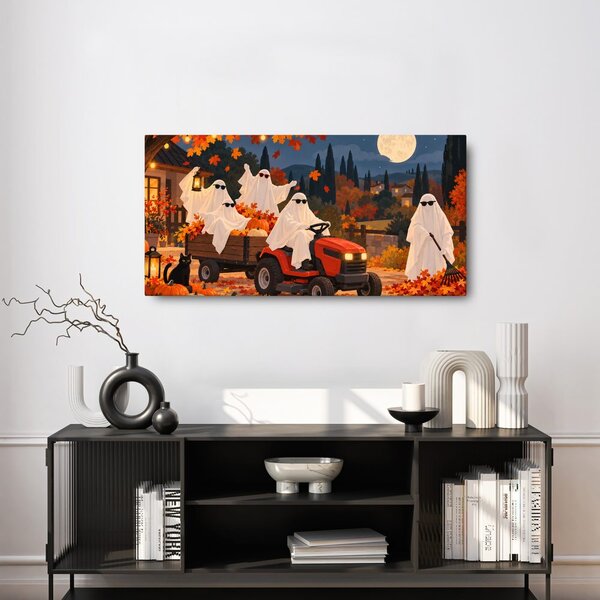 Quadro su tela – Fantasmi autunnali con zucche