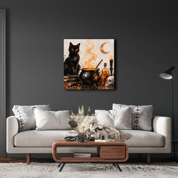 Quadro su tela – Gatto misterioso accanto al calderone