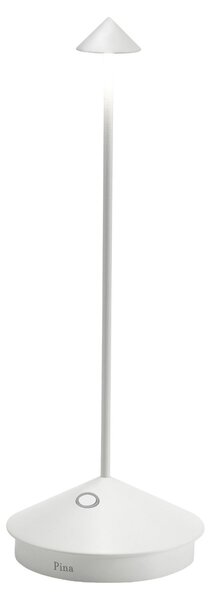 Lampada a led da tavolo Pina Pro Bianca ricaricabile e dimmerabile senza fili Zafferano CCT 2200-2700-3000K IP54 Batteria da 12h
