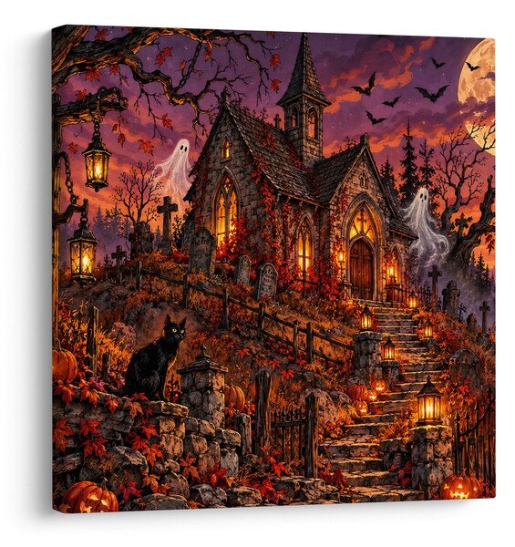 Quadro su tela – Cimitero di Halloween presso la cappella