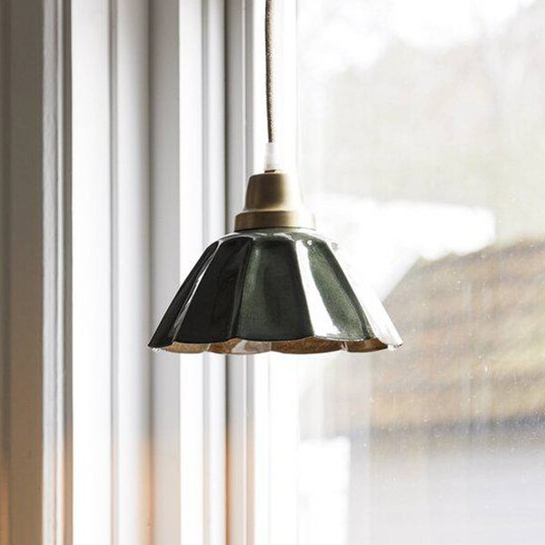 PR Home Lampada a sospensione Ester, verde, Ø 17 cm, ferro, con spina Ester, Verde, Soggiorno / Sala da pranzo, Metallo, Vintage