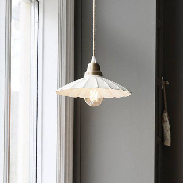 PR Home Lampada a sospensione Ester, bianco sporco, Ø 24 cm, base in ferro Ester, Bianco / Opale, Soggiorno / Sala da pranzo, Metallo, Vintage