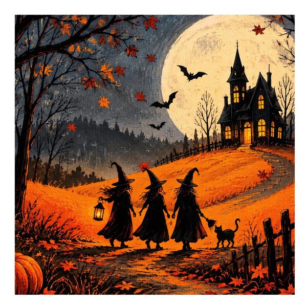 Quadro su tela – Sentiero di Halloween verso la casa oscura