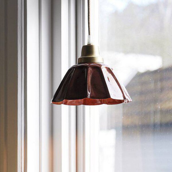 PR Home Lampada a sospensione Ester, terracotta, Ø 17 cm, base in ferro Ester, Marrone / Ruggine, Soggiorno / Sala da pranzo, Metallo, Vintage