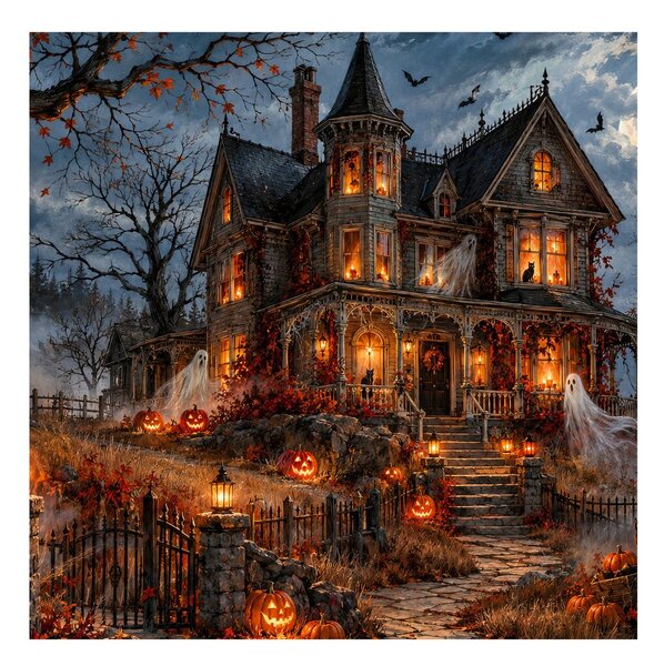 Quadro su tela – Casa di Halloween con fantasmi