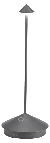 Lampada a led da tavolo Pina Pro Grigio Scuro ricaricabile e dimmerabile senza fili Zafferano 2200-2700-3000K IP54 Batteria da 12h