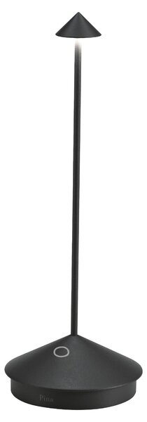 Lampada a led da tavolo Pina Pro Nero Opaco ricaricabile e dimmerabile senza fili Zafferano 2200-2700-3000K IP54 Batteria da 12h