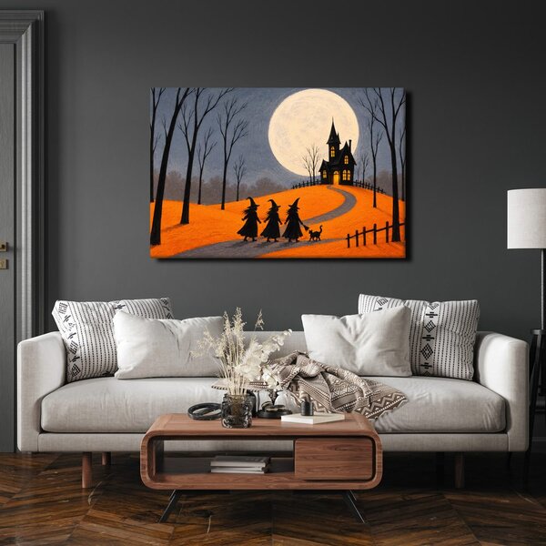 Quadro su tela – Strega sotto la luna piena