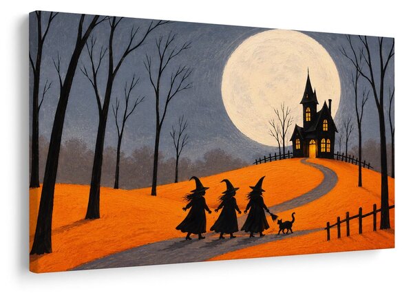 Quadro su tela – Strega sotto la luna piena