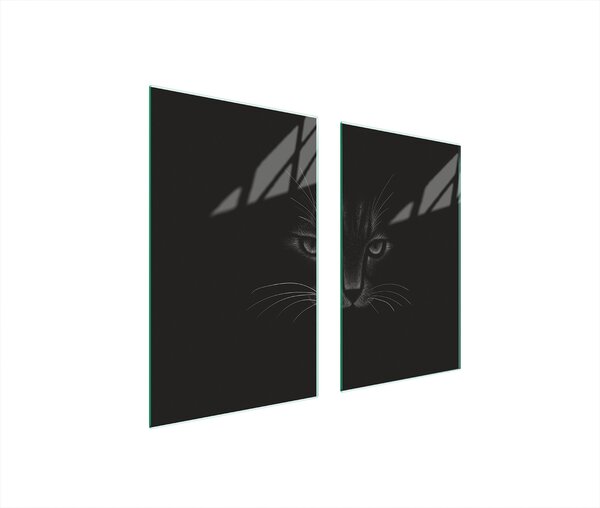 Piastre copriforno 2 pezzi 75x52 Vetroceramica copriforno tagliere vetro gatto nero