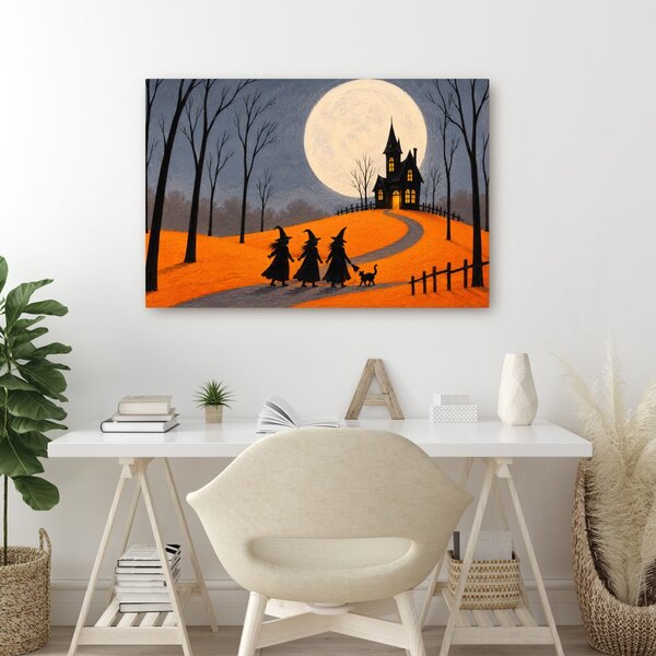 Quadro su tela – Strega sotto la luna piena