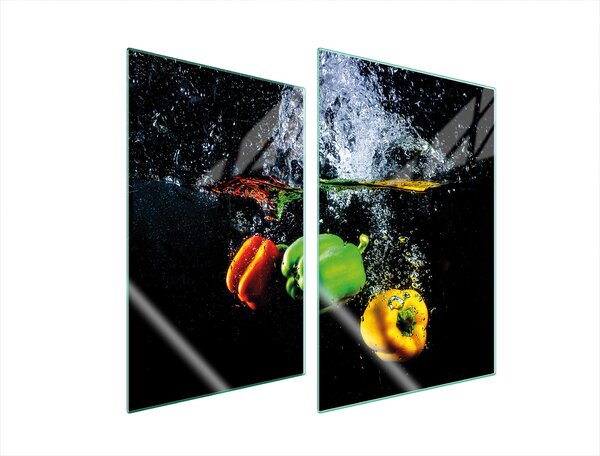 Piastre copri fornelli 2 pezzi 35x52 Copri piano cottura in Vetroceramica tagliere in vetro pepe nero