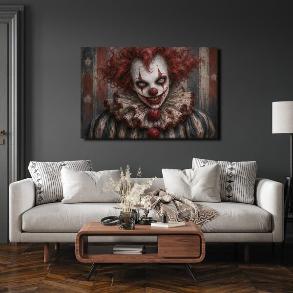 Quadro su tela – Clown inquietante dai capelli rossi