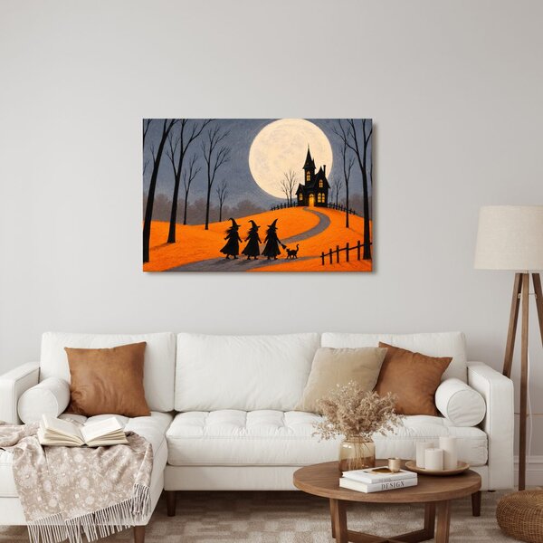 Quadro su tela – Strega sotto la luna piena