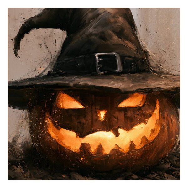 Quadro su tela – Zucca di Halloween luminosa