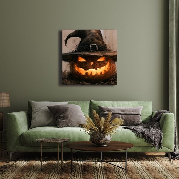 Quadro su tela – Zucca di Halloween luminosa