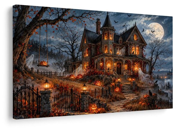 Quadro su tela – Casa infestata al chiaro di luna