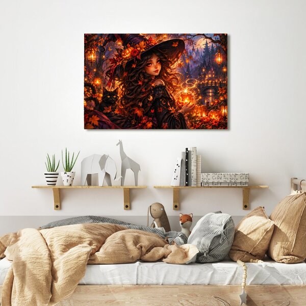 Quadro su tela – Strega incantata con zucca