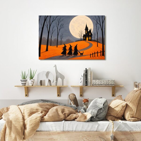 Quadro su tela – Strega sotto la luna piena
