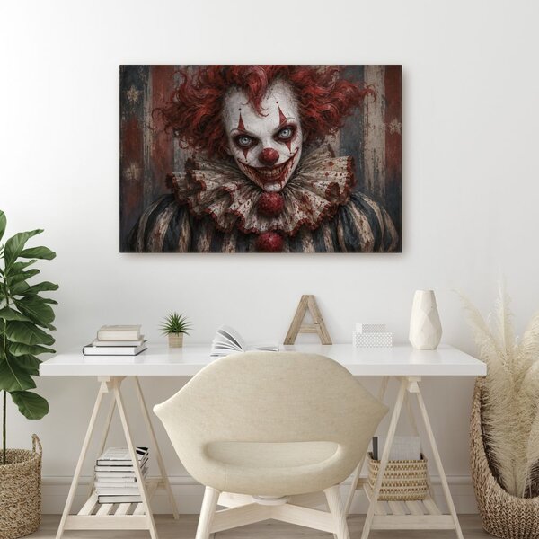 Quadro su tela – Clown inquietante dai capelli rossi