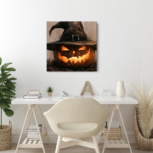 Quadro su tela – Zucca di Halloween luminosa