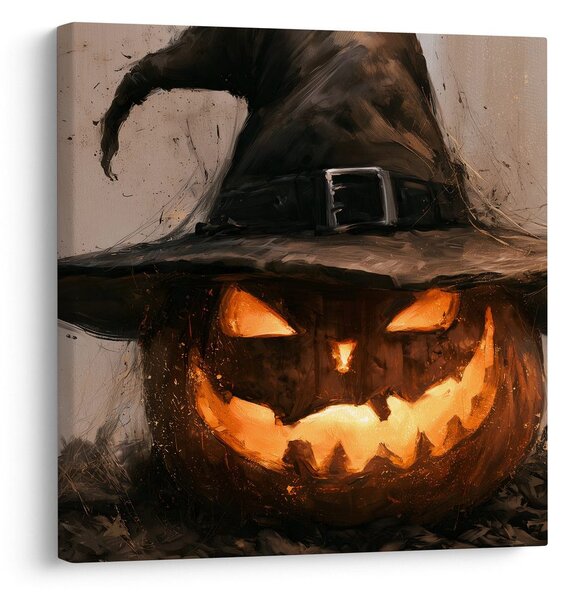 Quadro su tela – Zucca di Halloween luminosa