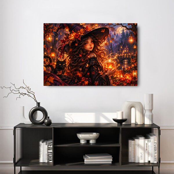 Quadro su tela – Strega incantata con zucca