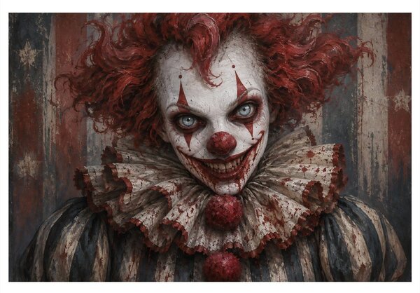 Quadro su tela – Clown inquietante dai capelli rossi