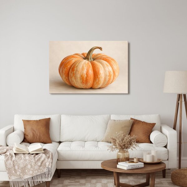 Quadro su tela – Zucca arancione crema in primo piano