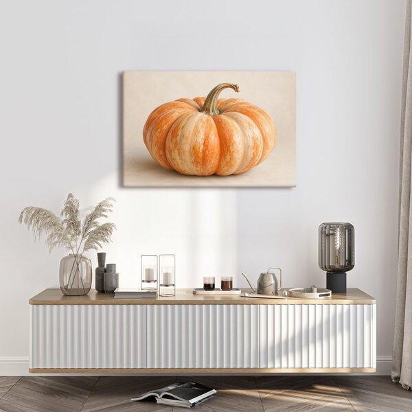 Quadro su tela – Zucca arancione crema in primo piano