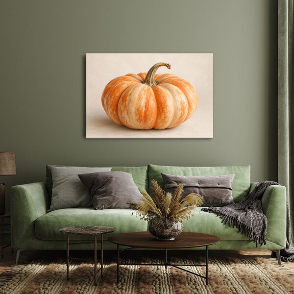 Quadro su tela – Zucca arancione crema in primo piano