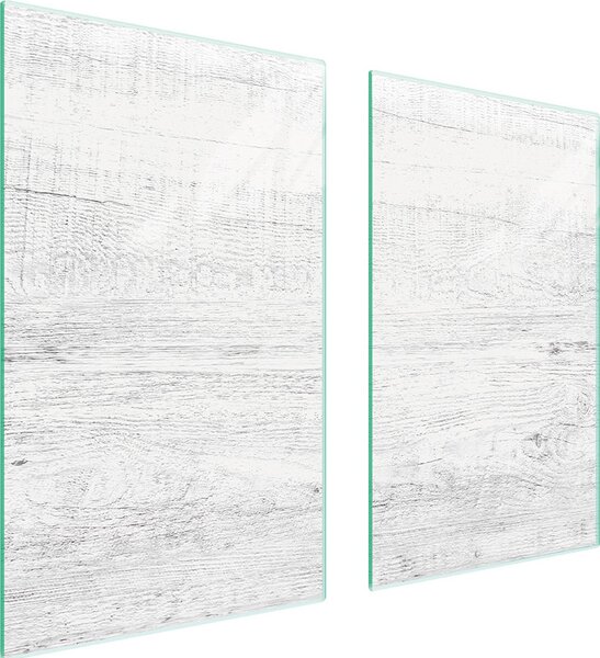 Piastre copri fornello 2 pezzi 75x52 Copri piano cottura in Vetroceramica tagliere in vetro legno bianco