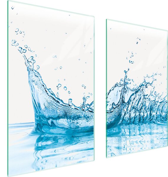 Piastre copri fornelli 2 pezzi 75x52 Copri piano cottura in Vetroceramica tagliere in vetro acqua blu