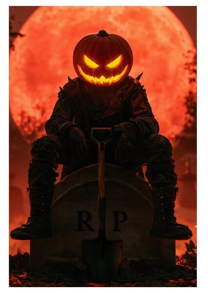 Quadro su tela – Terrore di Halloween sotto la luna rossa