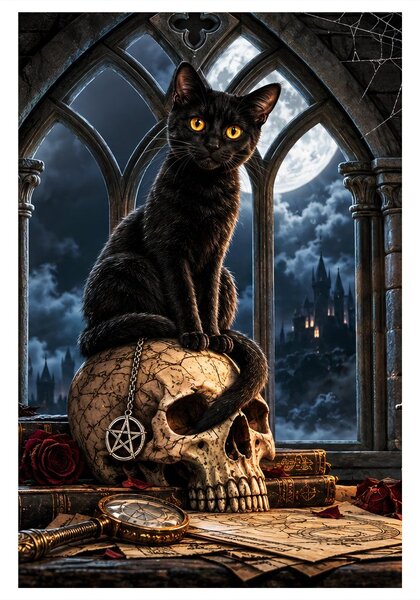 Quadro su tela – Gatto misterioso in stile gotico