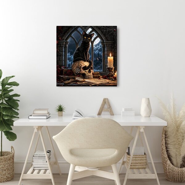 Quadro su tela – Gatto notturno con candele