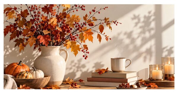 Quadro su tela – Calda composizione autunnale con candele